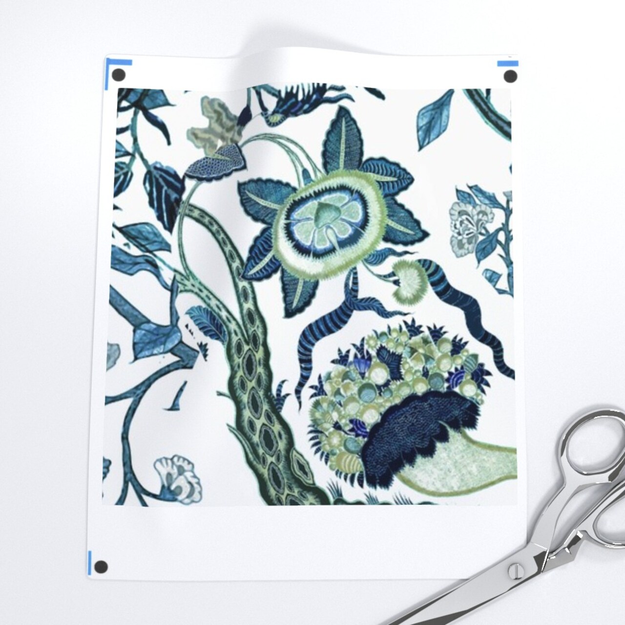 Green Blue Chinoiserie Floral Chinese Inspired Classic Custom Pre-pasted Wallpaper by Spoonflower Pre-Pasted Wallpaper 2FT Wide